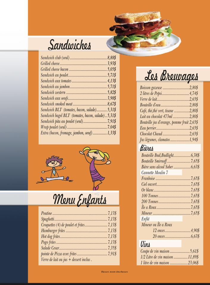 Page 5 du menu